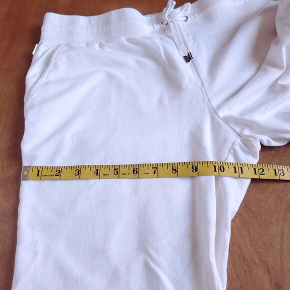 VTG Lauren Ralph Lauren Active Sweatpants Sz L *HOLE Cropped Cotton Cream Cargo - Picture 12 of 13